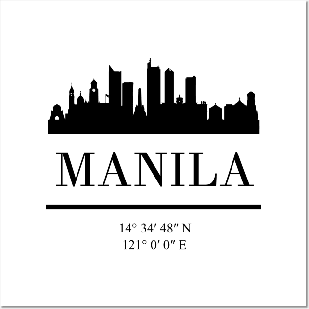 MANILA PHILIPPINES BLACK SILHOUETTE SKYLINE ART Wall Art by deificusArt